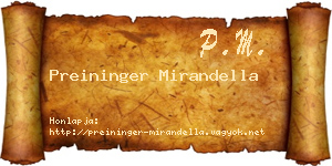 Preininger Mirandella névjegykártya